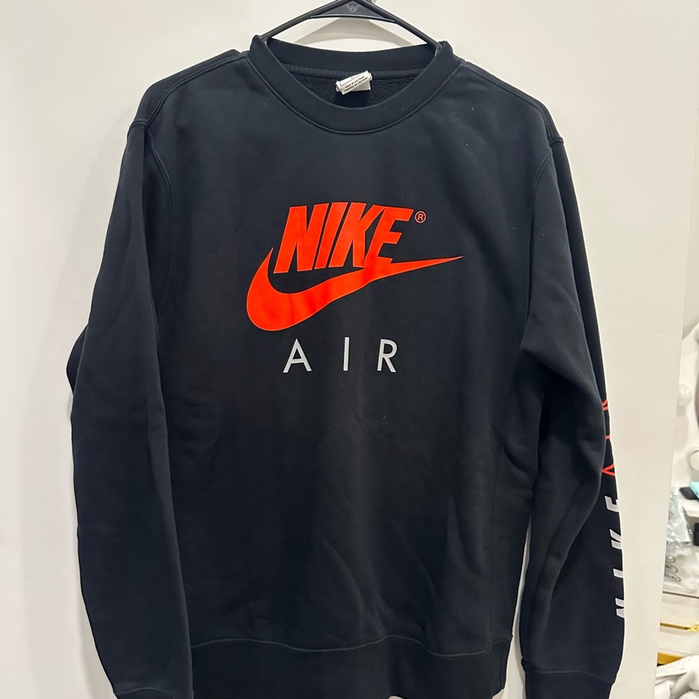 Nike Men's Black Sweater with Red Logo